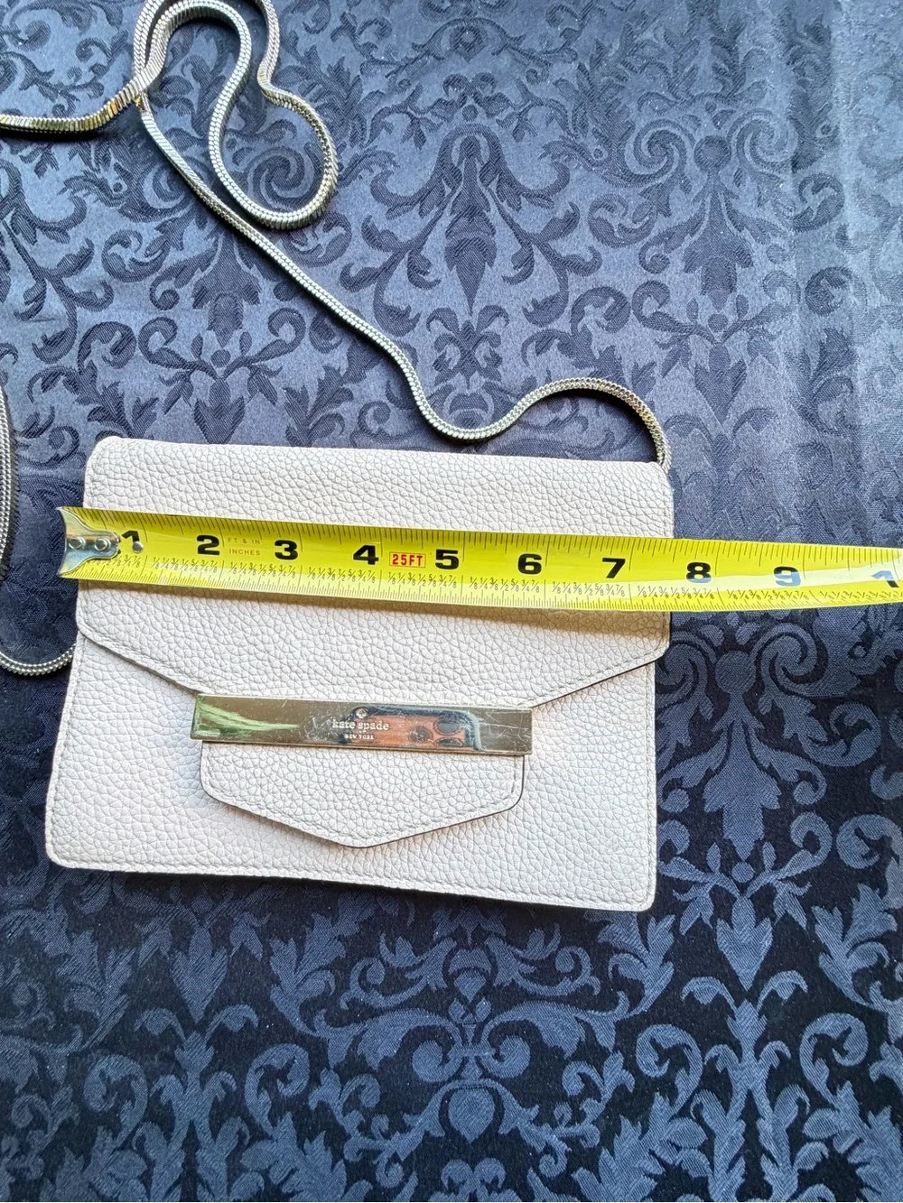 Kate Spade NY Pebbled Leather Crossbody Purse Blush Nude Gold Chain Bag